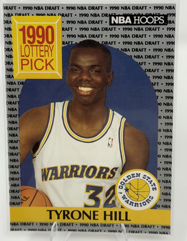 Tyrone Hill Golden State Warriors 1990 NBA Hoops card in a top loader