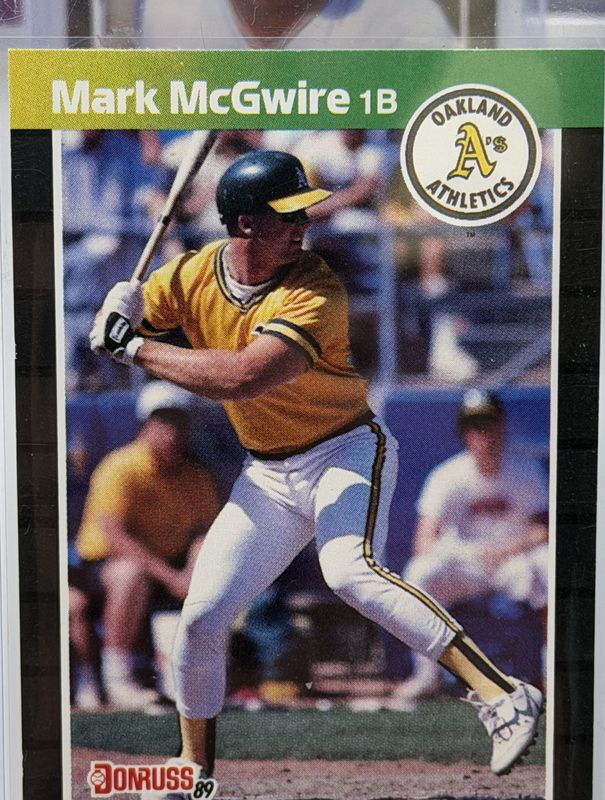 Mark McGwire Oakland Athletics 1989 Donruss baseball card in a clear plastic holder